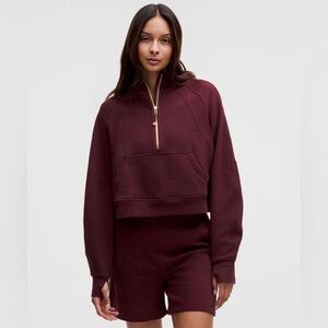 NWT - Lululemon Scuba Oversized Half-Zip Hoodie - XS/S - Garnet / Gold